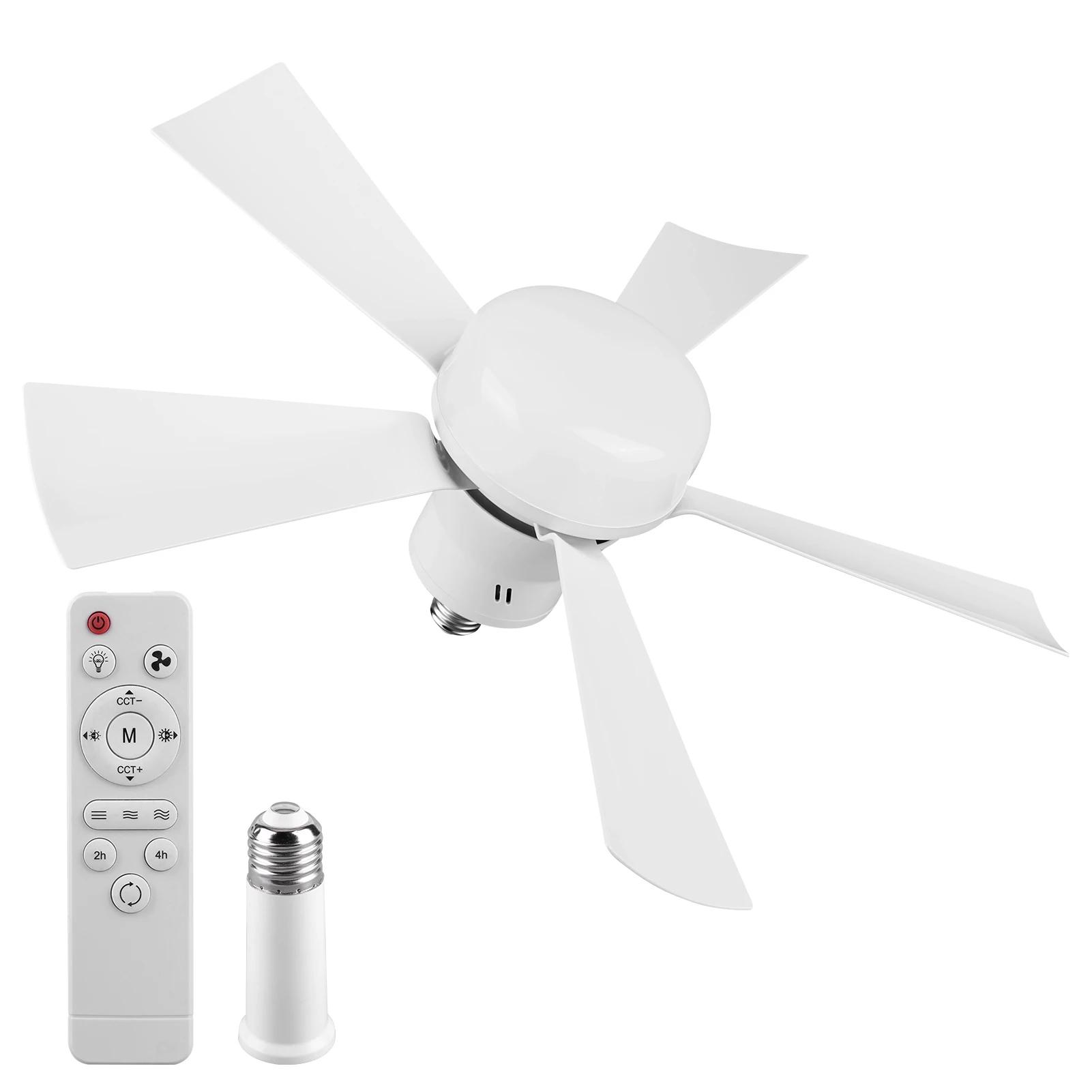 

Socket Fan Light with Remote Ceiling Fan with Light Adjustable Wind Speed Socket Ceiling Fan Timing Wireless Fan for Dining Room