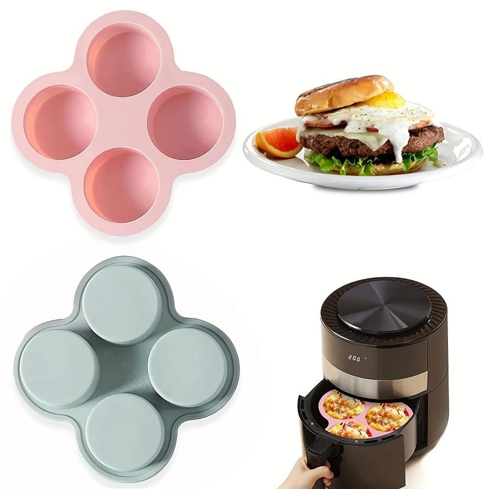 4 Cavity Silicone Mold Non-Stick Round Shape Eggs Mold New Steamer Cooking Mold  Egg Pan