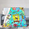 Dazzle Cartoon Blanket SpongeBob SquarePants Flannel Funny Warm Throw Blanket for Home Spring/Autumn