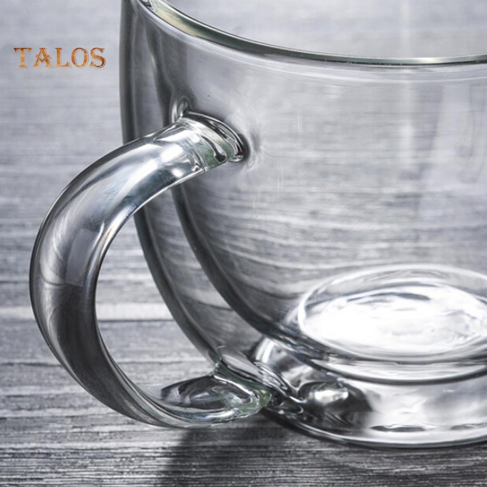 TK Double Wall Thermal Glass Cup Heat Resistant Tea Coffee Mug with Handle Drinkcup Heat Resistant