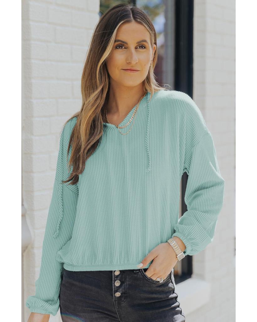 Azura Exchange Loose Fit Ribbed V Neck Hoodie