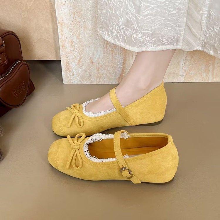 Zarte Mary Jane Schuhe 2025 neu Frühling und Sommer Französische Einzelne Schuhe Flacher Ausschnitt Höhenerhöhend Vielseitige Ballerinas