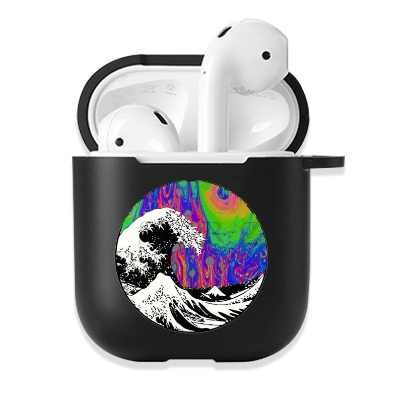 Soft Black Silicone Case for Apple Airpods Pro 3 2 1 The Great Wave of Kanagawa Bluetoooth Wireless Earphone Cases Airpod Cover