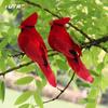 2pcs Simulation Feather Birds Handicraft Red Birds Figurines Garden Lawn  with Clips for Tree Decor Christmas Home Decoration