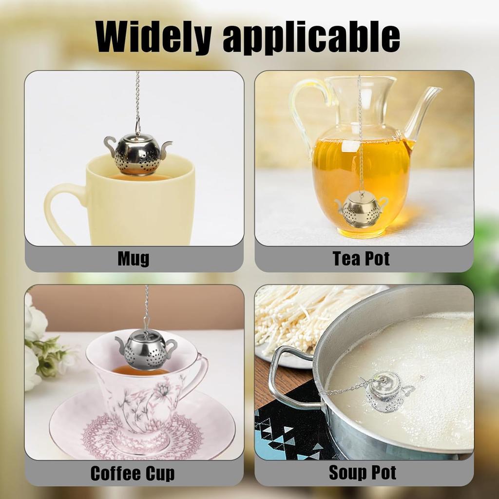 2PCS Tea Infuser,Tea Strainers for Loose Tea with Drip Dray,Fine Mesh Tea Steeper,Tea Diffuser with Chain Hook and Lid,Tea Infuser for Loose Leaf Tea