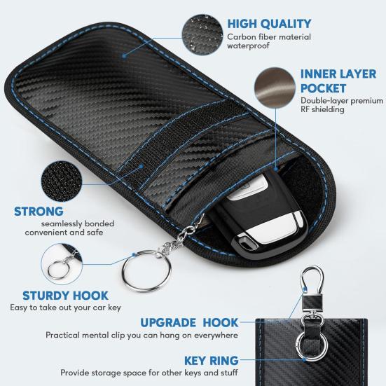 Přenosná Faradayova taška Organizér na uložení klíčů od auta Odolný proti opotřebení Proti krádeži Blokování signálu RFID klíč