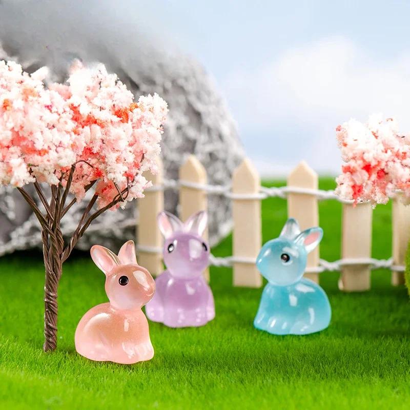 Cute Luminous Mini Rabbit Ornaments Multicolor Bunnies Microlandscape Gardening New Home Decor Fairy Miniature Figurines