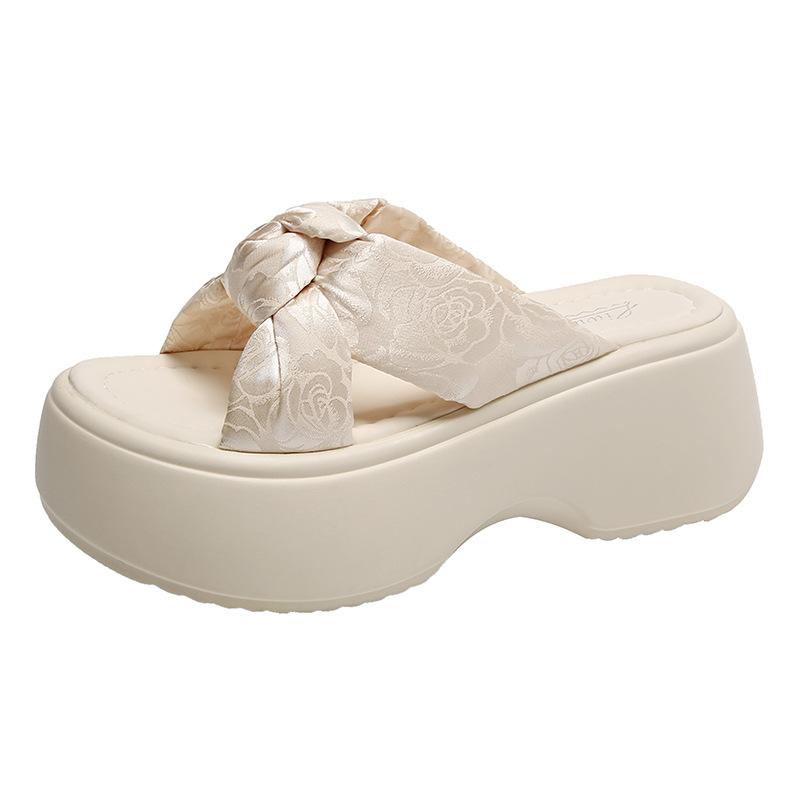 Platform Slippers Women's Sandals Women's New Muffin Cool Slippers High Heel Temperament Beach Shoes