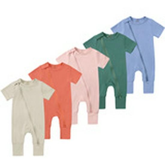 Korean Style Sleeveless Bamboo Infant Romper - Solid Color Summer Baby Onesie
