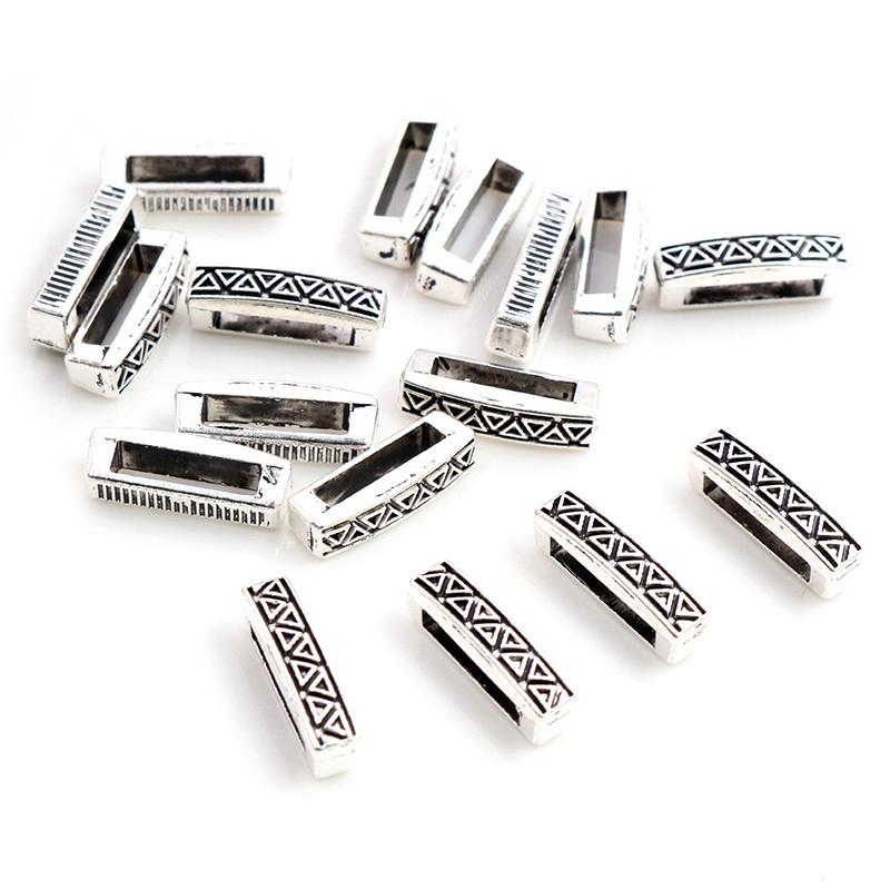 20pcs 16x6x6mm Beads Bails Pendants Jewelry Making DIY For 1cm PU Leather Bracelet Big Hole Beads Findings Hole Size 11x2mm