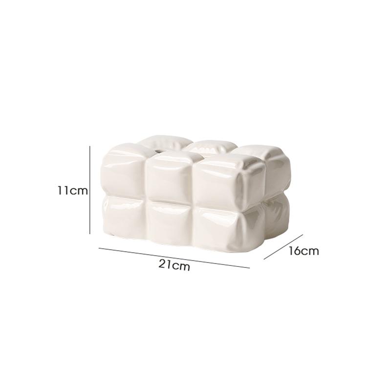 Nordic Abstract Pleated Ceramic Tissue Box Rectangular Tissue Container Household Extractable Napkin Box Paper Shelf Home Decor