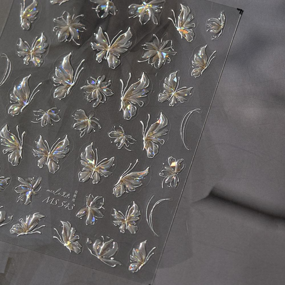 Self Adhesive Flower Nail Stickers 5D Nail Decals DIY Shell Light Nail Stickers Women