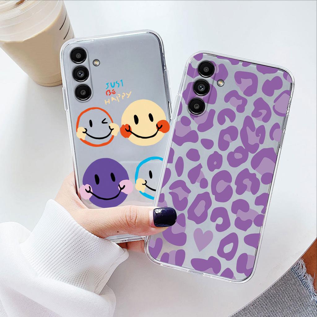 Transparent Case For Samsung Galaxy A24 A17 A16 A56 A55 A54 A06 4G Cover Cartoon Flowers Soft Clear Shockproof Funda Face Capa