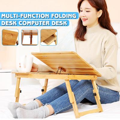 Folding Portable Bamboo Laptop Table Sofa Bed Office Laptop Stand Desk With Fan Bed Table For Computer Notebook Books New