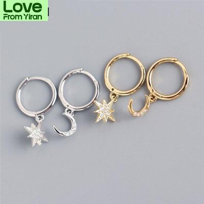 925 Sterlingsilber Mond Stern Creolen für Damen Herren Ohrschmuck Partygeschenke Großhandel