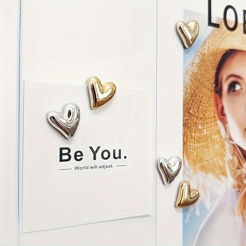 12pcs Heart Shaped Decorate Photo Small Magnet Office Whiteboard Locker Magnetic Gold 20mm