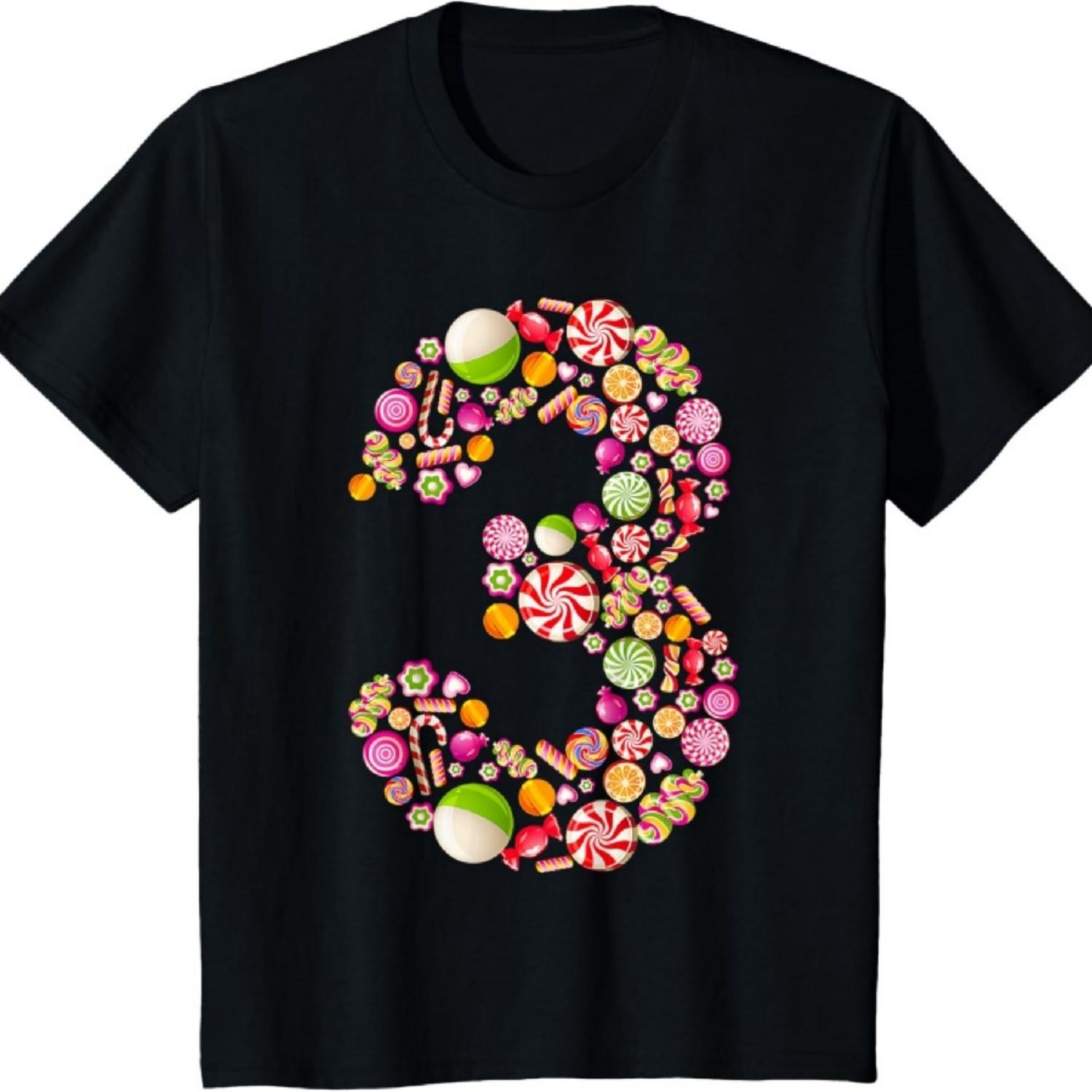 

Kids Candy Themed 3rd Birthday Candyland Bday Girl 3 Year Old T-Shirt XXXXXL чёрный
