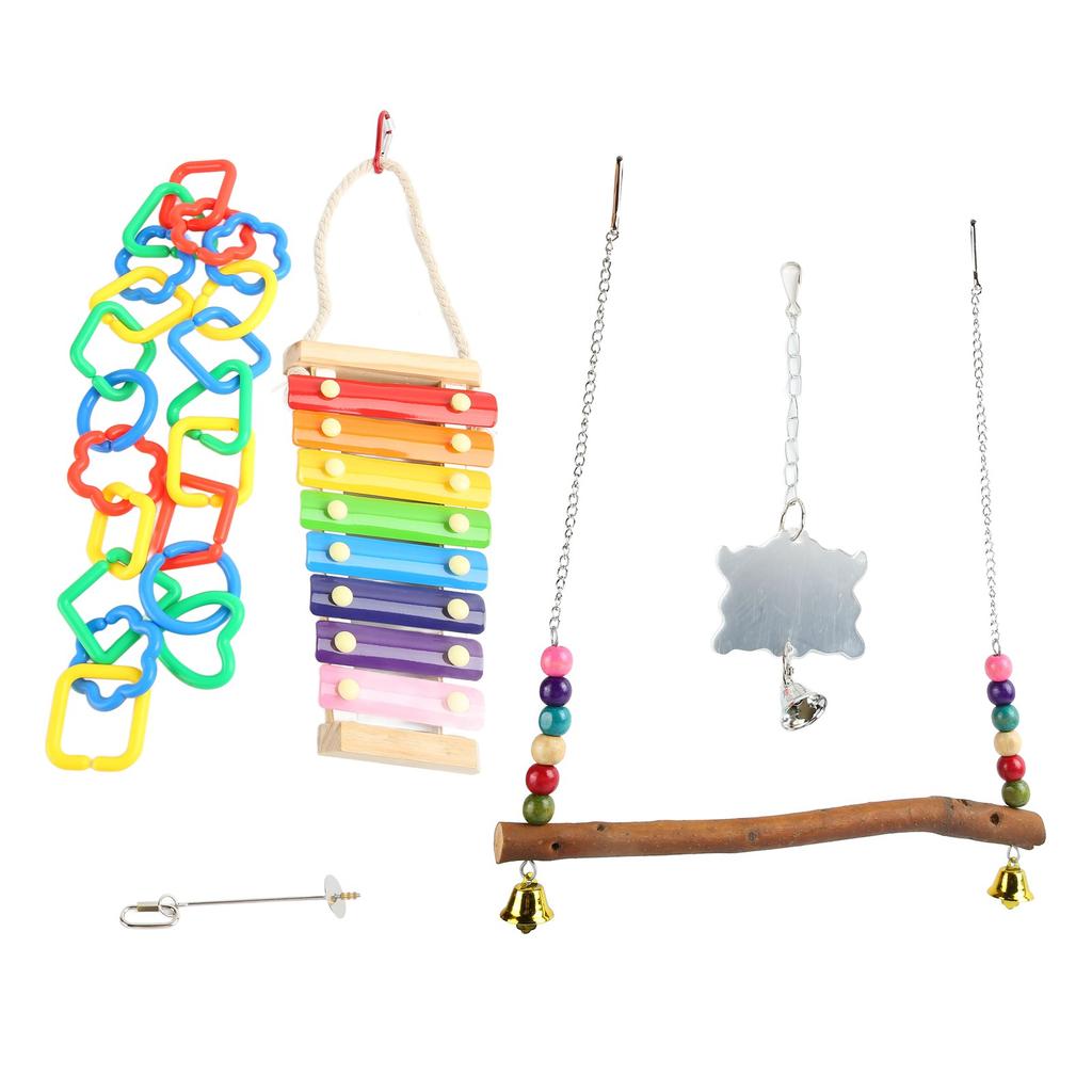 5Pcs Chicken Toys Set Colorful Chicken Veggies Skewer Fruit Holder Swing Toy for Parrot Pet Chicken