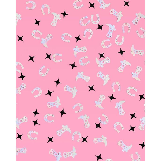 xo, Fetti Black + Iridescent Western Confetti - 200 pc | Rodeo Bachelorette Tablescape, Ranch Birthday Party Decoration, Cowgirl Table Decor, Cowboy