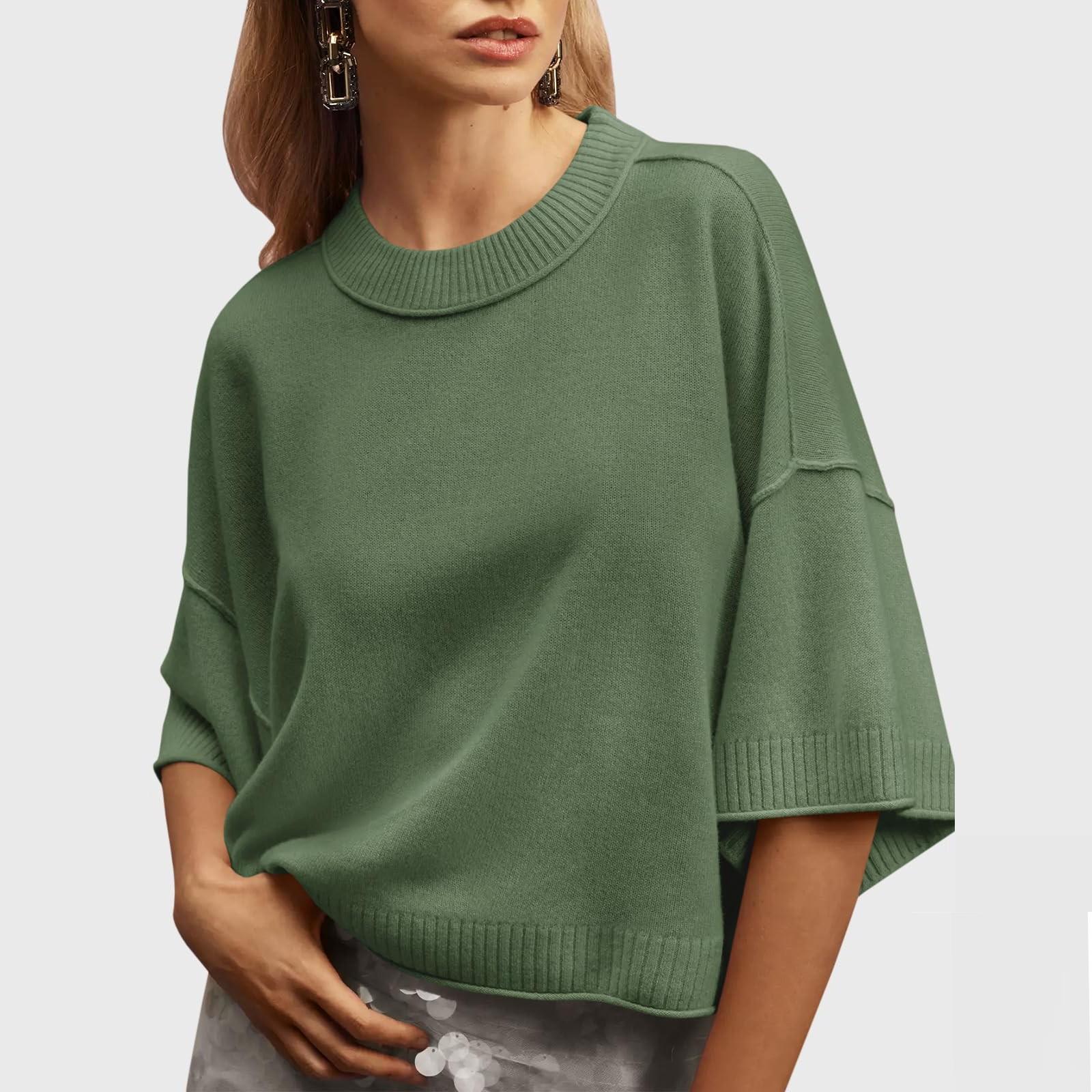 

Women s Plain-colored Casual Round-neck Top L