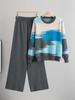 Herbst/Winter 2025 Damen Farbblock-Pullover & Strickhosen Set - Lässige Eleganz