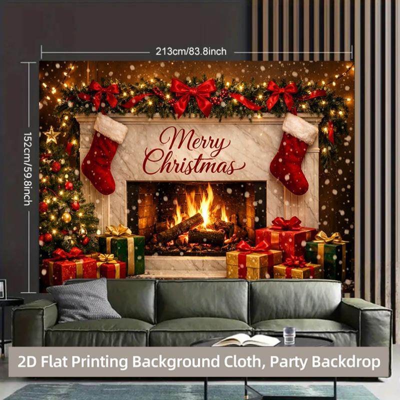 1Pcs Cozy Fireplace Decoration Decoration Background Bedroom Backdrop Decorations For Photo Studio Photo Booth Christmas Party