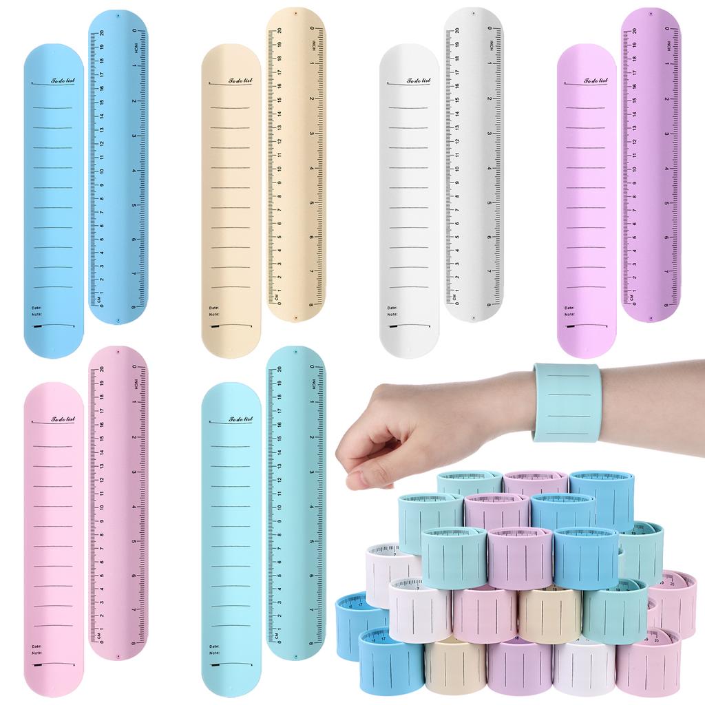 30 Pcs Silicone Reminder Bracelet 9.3 X 1.8'' Reusable Wearable Erasable Wrist Notepad Writable