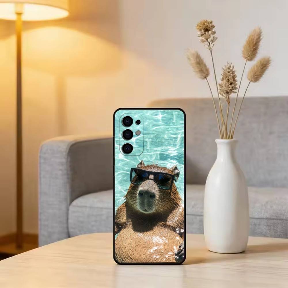 Cute Capybara Phone Case For Samsung S25,S24,S21,S22,S23,S30,Ultra,S20,Plus,Fe,Lite,Note,10,Black Cover