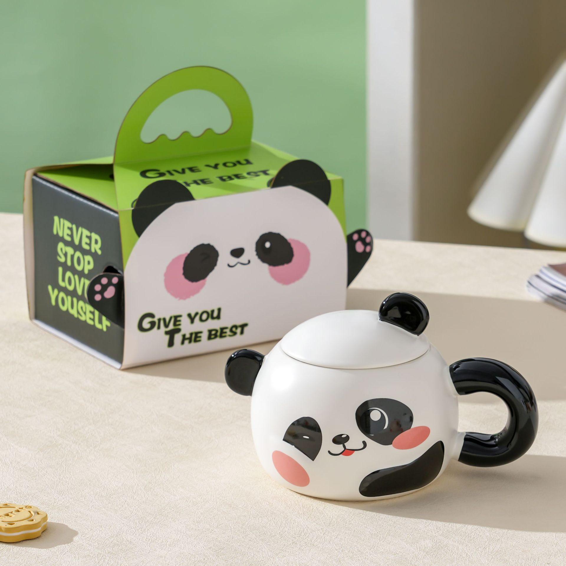 Textile Article Cute Cartoon Panda Mug With Lid Ceramic Mug For Girlfriend's Birthday Gift Good Value Meaningful Souvenir