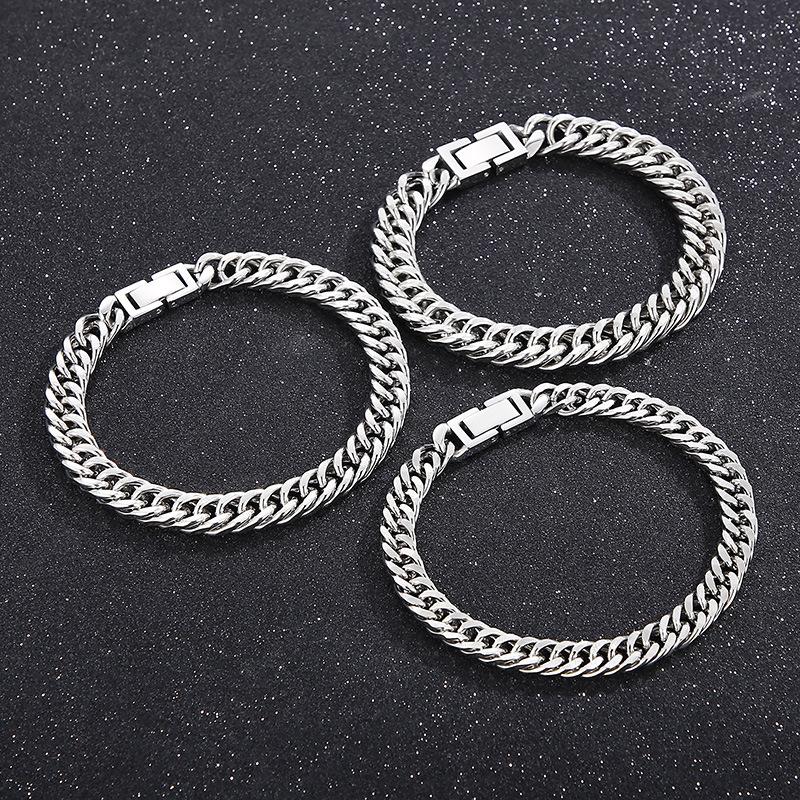 Unisex Cuban Cut Edge Titanium Steel Bracelet - Simple Whip Chain Fashion Jewelry