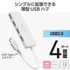 ELECOM USB Hub Connection 4 Ports Bus Power 15cm Cable x USB2.0 USB-C Shiro-chan (White Black) U2HC-H040WF
