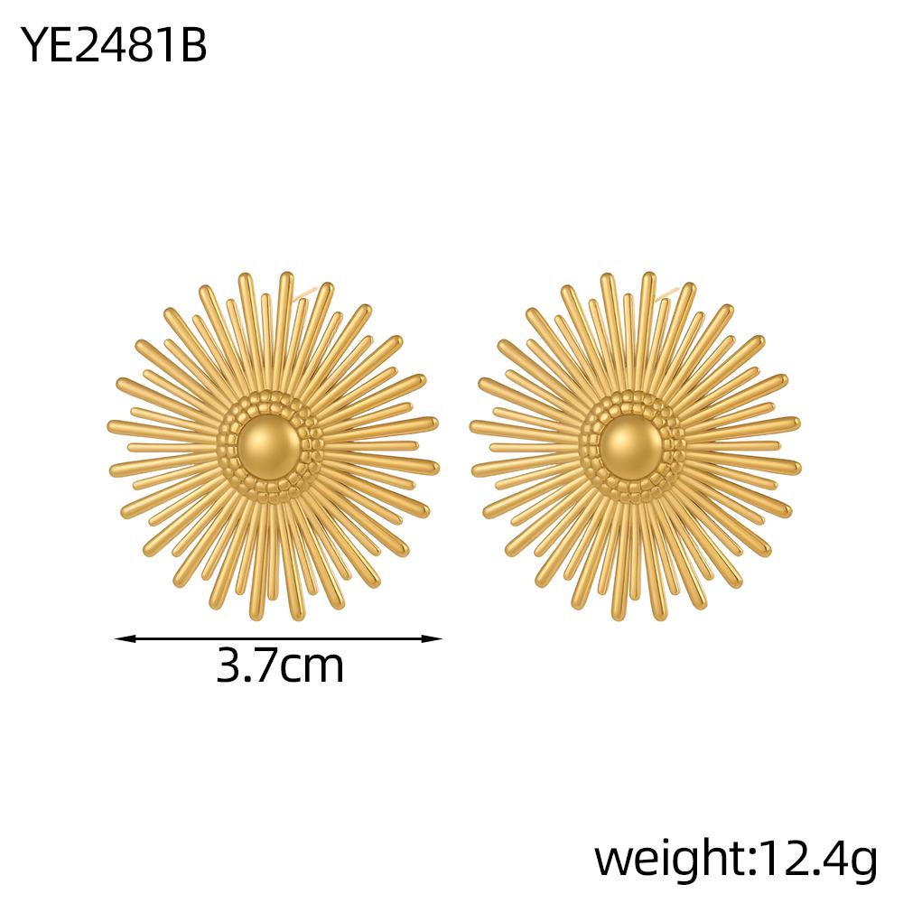 CARLIDANA Irregular Exaggerated Flower Stud Earrings Geometric Chunky Vintage Waterproof Stainless Steel Gold Plated for Women