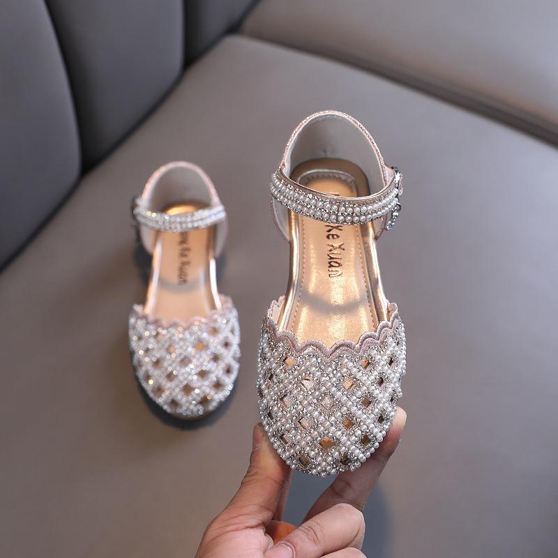 Summer & Autumn New Korean Style Princess Shoes for Girls, Hollow-out Leather Flats for Little to Big Kids