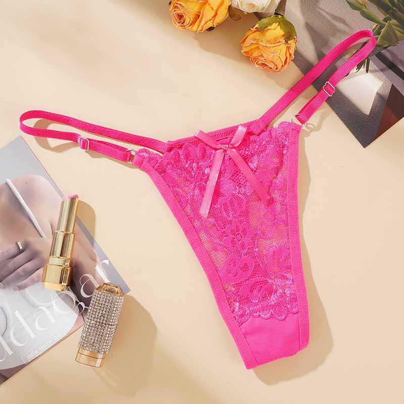 Sexy Lace Underwear For Women Low Rise Adjustable Thongs Transparent G-String Female Breathable Underpants Lingerie