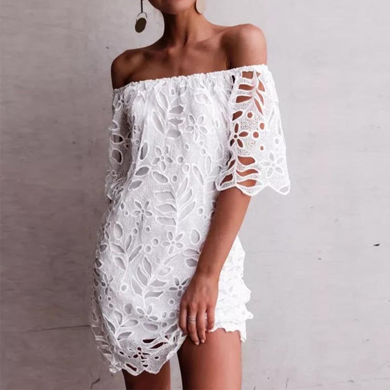 European & American Style 2026 Mid-Sleeve Lace Tube Top Dress - Spring/Summer Fashion Short Skirt