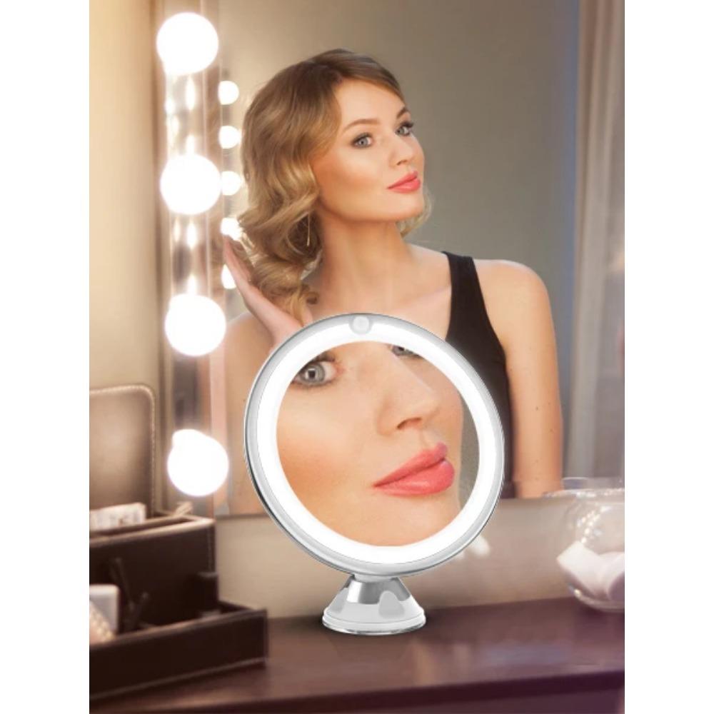 Flexible  10x Magnifying Mirror LED LightingTouch Screen Portable Dressing Table Makeup Dry Battery