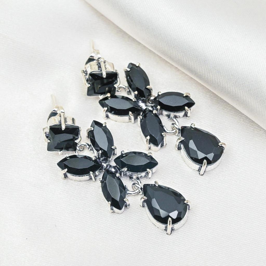 Black Spinel Earrings, 925 Solid Sterling Silver Earrings Handmade Gemstone Jewelry, Gifts For Wife Brand New Earrings
