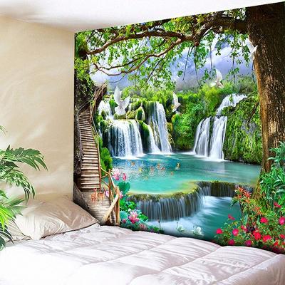 Berg Fließendes Wasser Druck Hintergrund Tuch Wohnzimmer Landschaft Hängen Tuch Schlafzimmer Schlafsaal Wohnzimmer Wand Hängen
