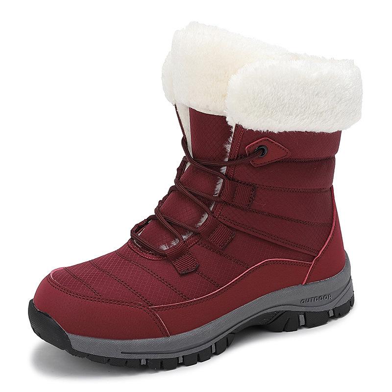

New winter velvet thickened warm and wear-resistant outdoor hiking shoes snow boots women s shoes medium cotton shoes 42