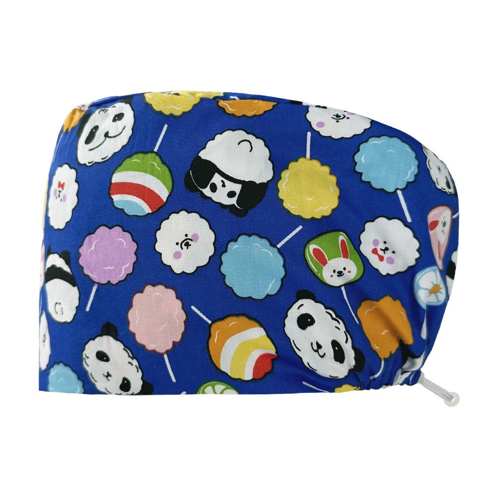 Floral Snap-Button Surgical Cap for Nurses and Doctors