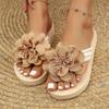 Women's Floral Strap Flat Sandals - Summer Jelly Wedge Slippers, Comfortable Casual Beach Shoes for Ladies