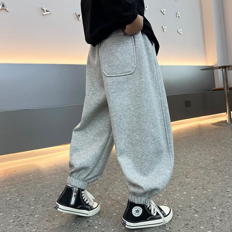 Kids Solid Color Sweatpants Boys Casual Joggers Trousers 120-170 Autumn Kids Cotton Loose Soft Pants
