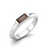 0.50 Ctw Baguette Smoky Quartz 925 Sterling Silver Solitaire Stackable Women Wedding Ring