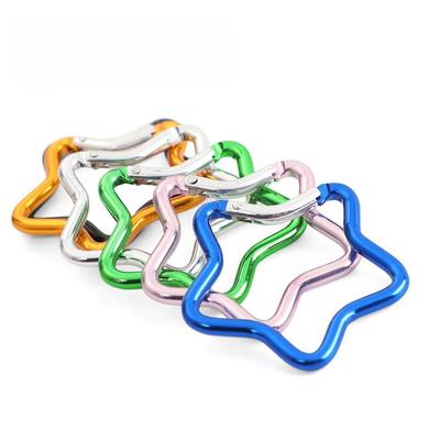 2pcs Aluminum Alloy Hanging Buckles  Five-pointed Star Climbing Buckles  Quick-hanging Keychains  Safety Buckles Backpack Buckles  In Various Colors
