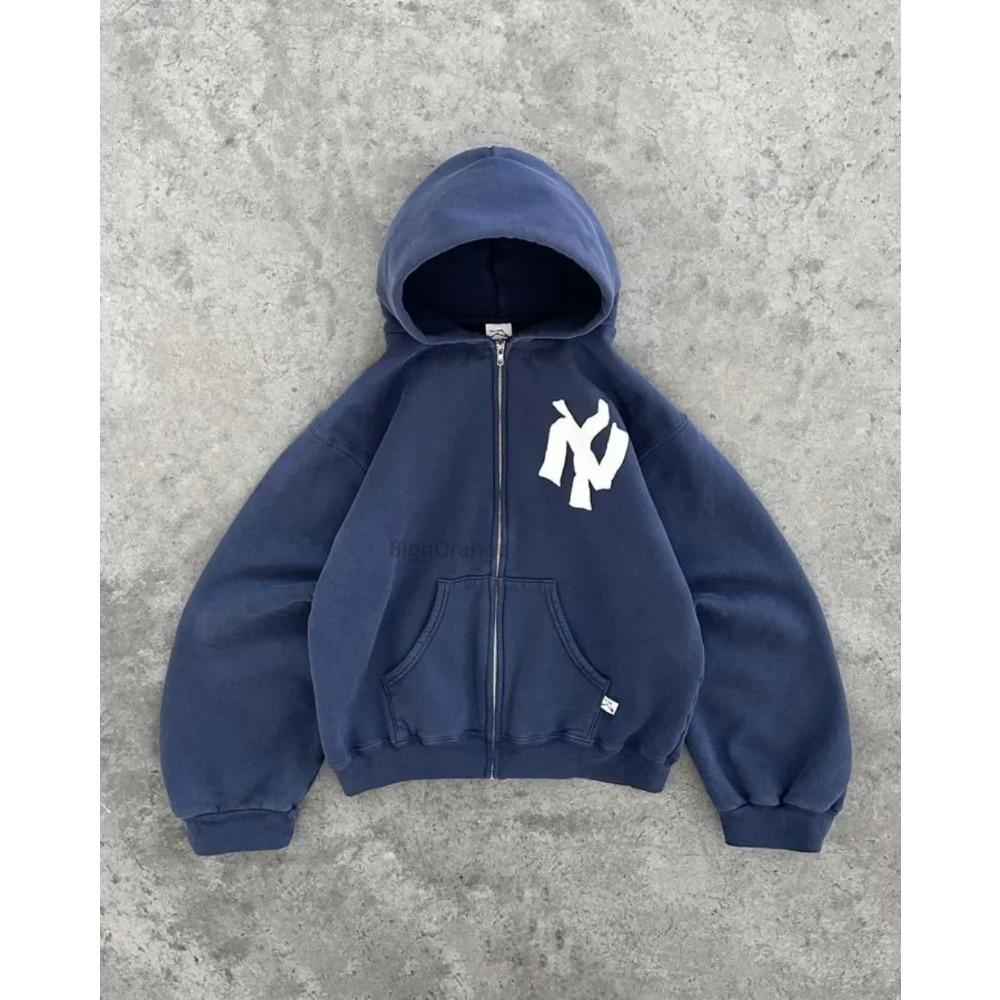 GLYDE Harajuku Retr Nový Vzor Tisk Kvetoucí Svetr Mikina s Kapucí Y2K Street Hip-Hop Ležérní Volná Mikina Párový Vrchol