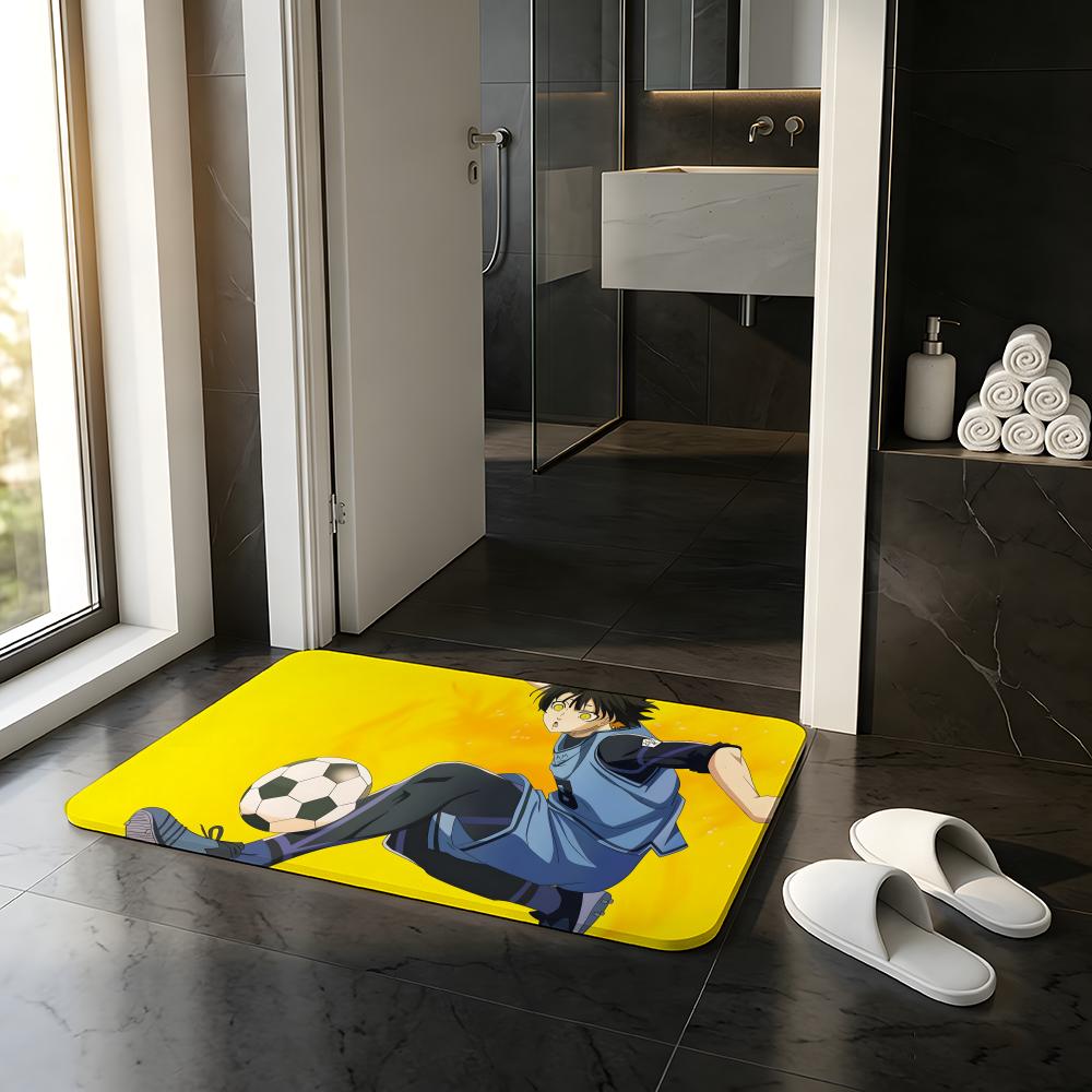 ANIME B-Blue Lock Floor Mat Absorbent Floor Mat Non-Slip Entrance Rug for Bathrooms Restrooms and Toilets