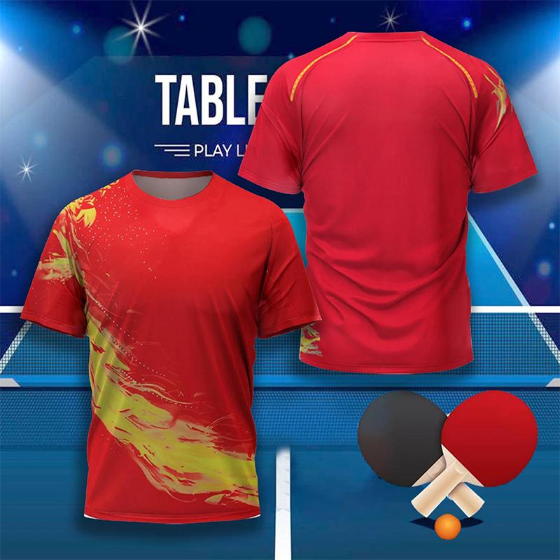 New Men Women Table Tennis Badminton Training Clothing Sportswear T-shirt Quick Dry Gym Tops O-Neck Short Sleeve Club Uniform