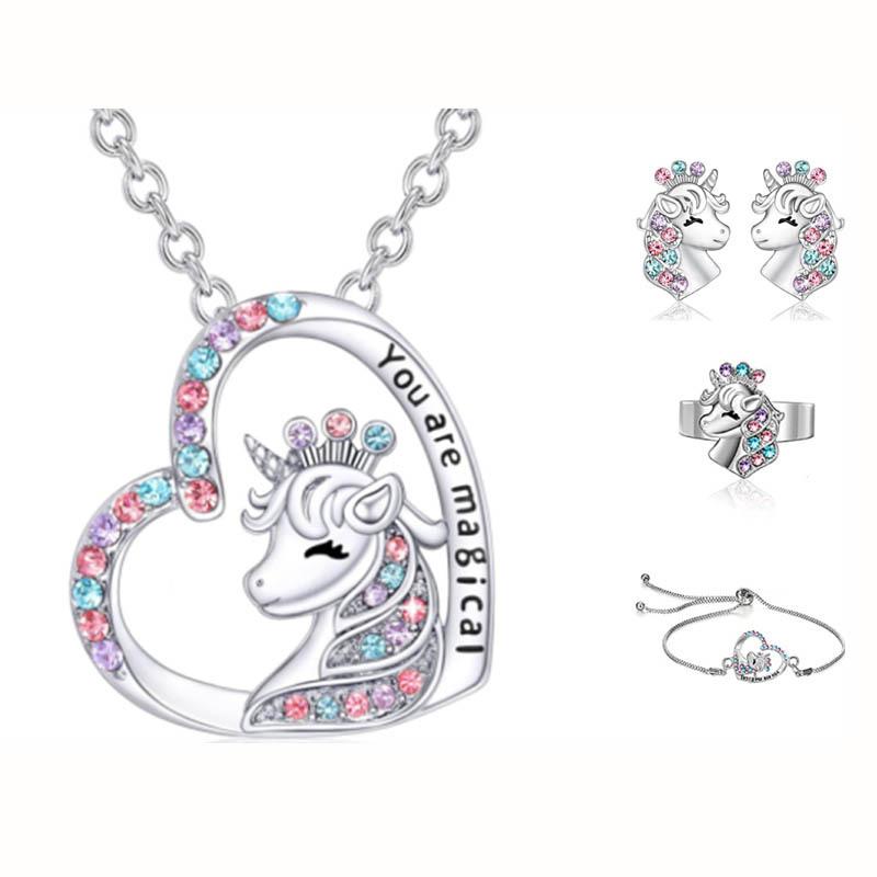 Unicorn Necklace, Cute Colorful Diamond Accessories Necklace Gift