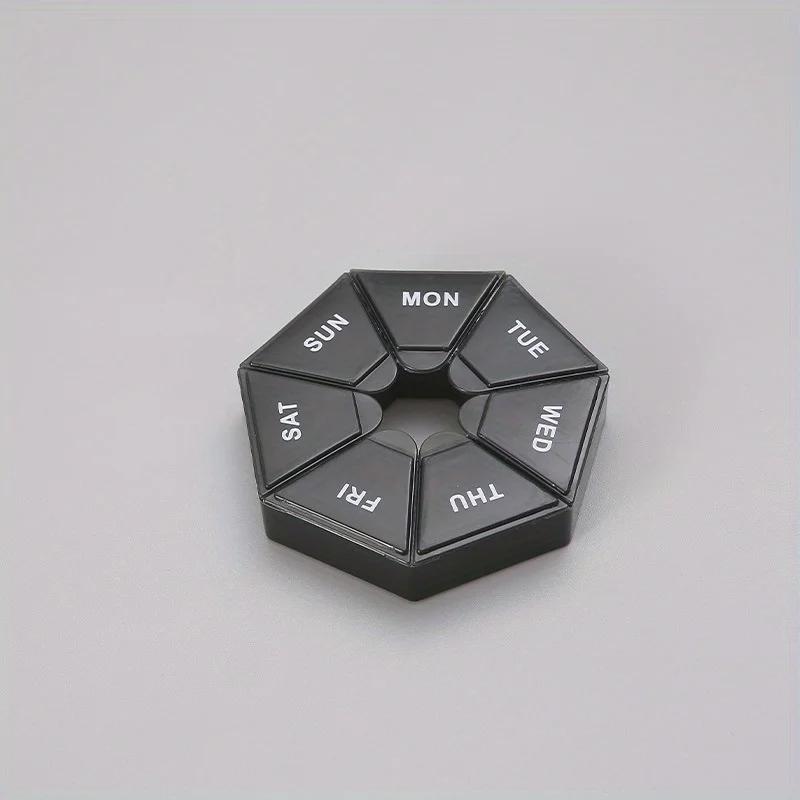 

Mini Weekly Pill Organizer with 7-compartment Compact Portable Daily Medicine Box Travel Home Tablet Case Drug Storage Container