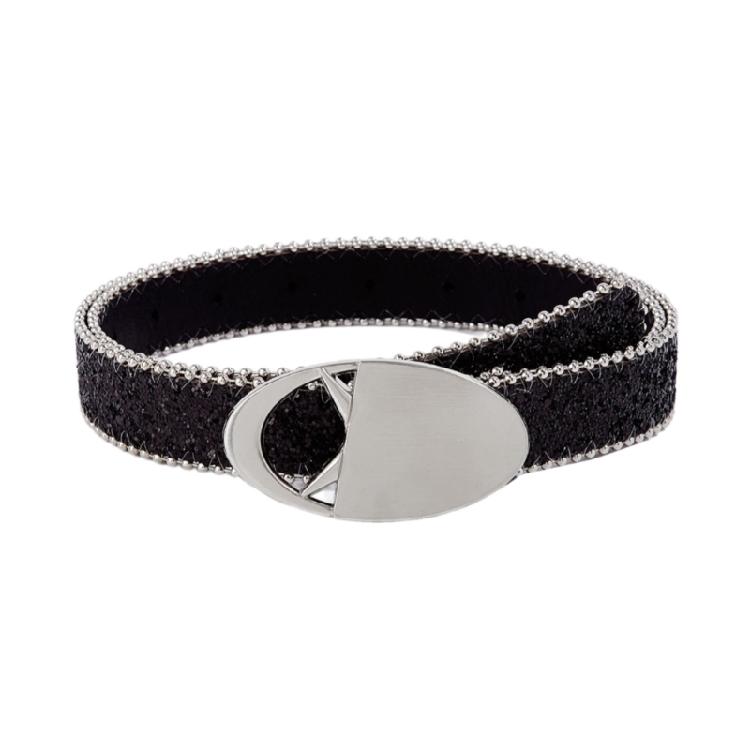 Girl Glittered Waist Belt Street Dance Jeans Belt Decorative Round Buckle